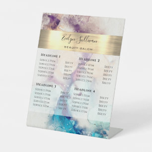 Blue Purple Watercolor Price List Pedestal Sign