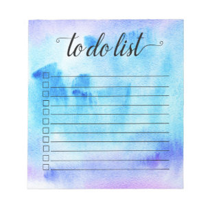 Blue Purple Watercolor To Do List Checkbox Notepad