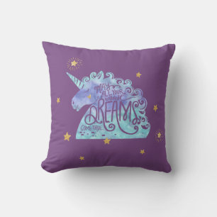 Blue Purple Watercolor Unicorn Cushion