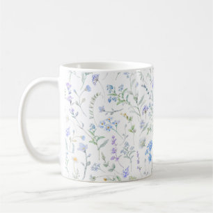 Blue Purple Watercolor Wildflower Coffee Mug