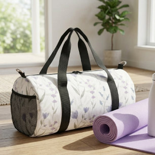 Blue Purple Watercolor Wildflower Duffle Bag
