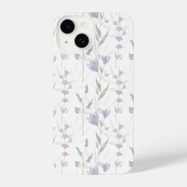 Blue Purple Watercolor Wildflower iPhone Case (Back)