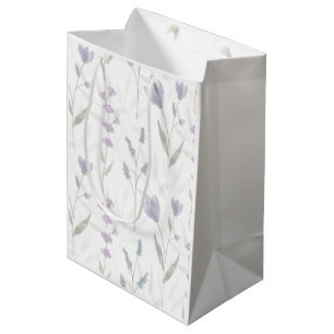 Blue Purple Watercolor Wildflower Medium Gift Bag