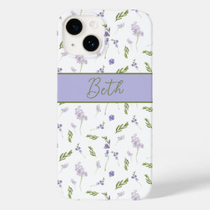 Blue Purple Watercolor Wildflower Name Case-Mate i iPhone 14 Case