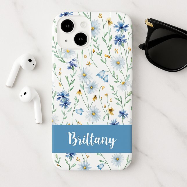 Blue Purple Watercolor Wildflower Name Case-Mate iPhone Case (Creator Uploaded)