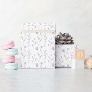 Blue Purple Watercolor Wildflower Wrapping Paper