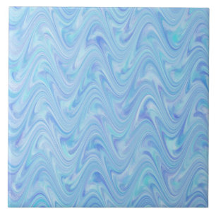 Blue Purple Wavy Abstract Pattern Ceramic Tile