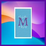 Blue Purple White Bat Mitzvah Name Monogram  Napkin<br><div class="desc">This paper guest towel can be any background colour you select.  Default Background is blue; Name and Event (Bat Mitzvah) is fancy white script typography,  monogram is purple. "create your own."  Guests will appreciate having disposable hand towels available. All Rights Reserved © 2024 Alan & Marcia Socolik..</div>