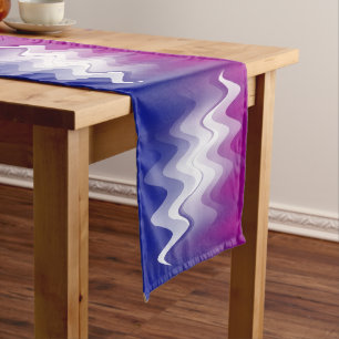 Blue purple white long table runner
