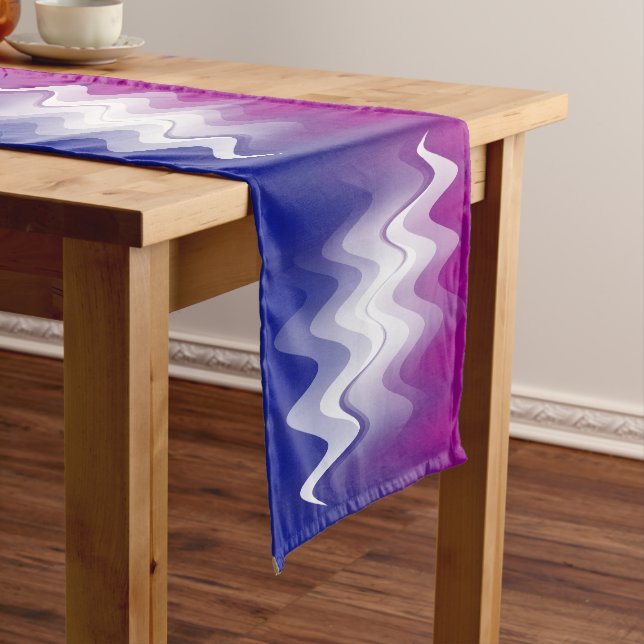 Blue purple white long table runner (In Situ)