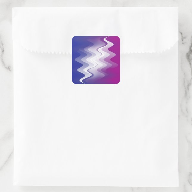 Blue purple white square sticker (Bag)