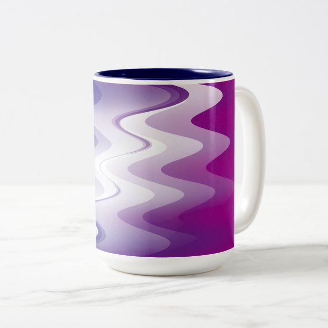 Blue purple white Two-Tone coffee mug (Front Right)