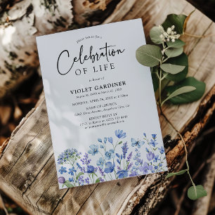 Blue & Purple Wildflower Celebration of Life Invitation