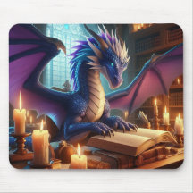 Blue & Purple Winged Dragon Computer Mouse Pad 