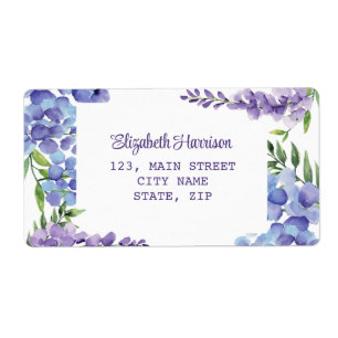 Blue Purple Wisteria Floral Return Address