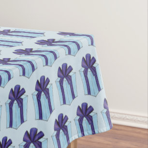 Blue Purple Wrapped Birthday Holiday Gift Present Tablecloth