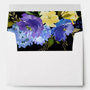 Blue Purple & Yellow Floral - Black Envelope