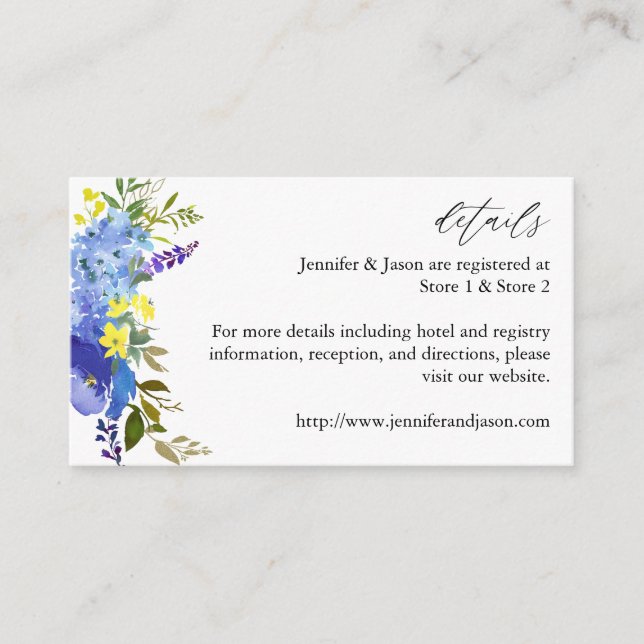 Blue Purple & Yellow Floral Details 2 Enclosure Card (Front)