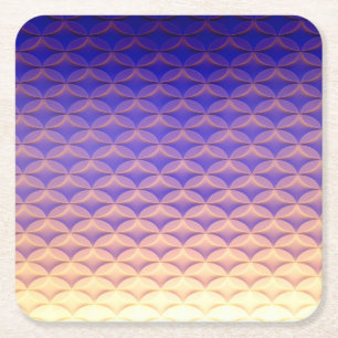 Blue, Purple, Yellow Pattern Trendy Mermaid Tail Square Paper Coaster