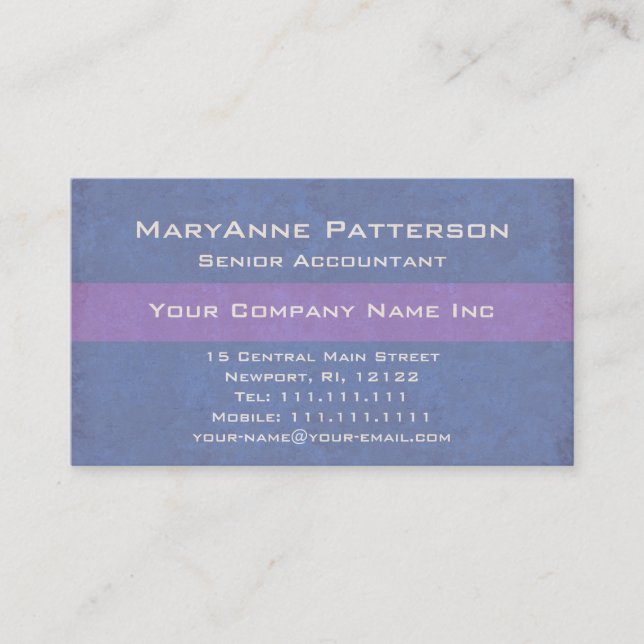 Blue PurpleTextured Italian Corporate Business Card (Front)