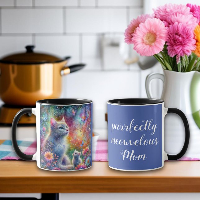 Blue Purrfectly Meowvelous Mum Cat Mother's Day  Mug (Creator Uploaded)
