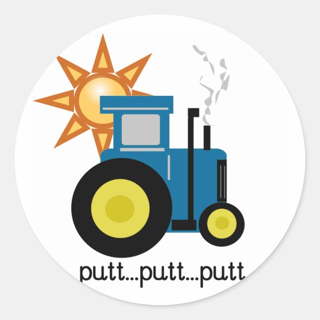 Blue Putt Putt Tractor Tshirts and Gifts Classic Round Sticker (Front)