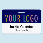 Blue PVC Name Badge Horizontal Logo Work ID Tag