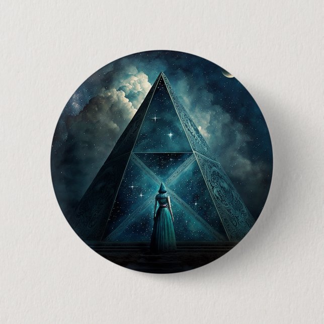 Blue Pyramid Surreal Visionary Art 6 Cm Round Badge (Front)