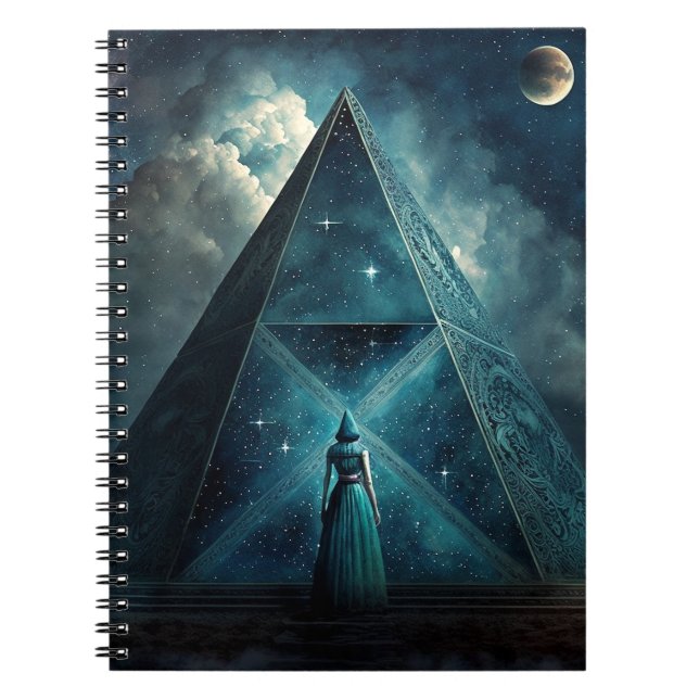 Blue Pyramid Surreal Visionary Art Notebook (Front)