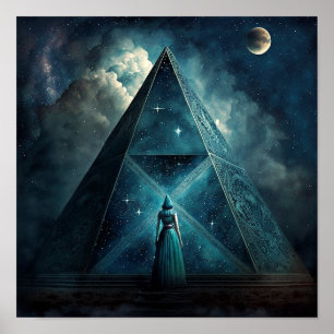 Blue Pyramid Surreal Visionary Art Poster
