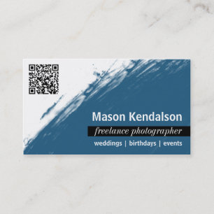 Blue QR CODE Photographer Business Card