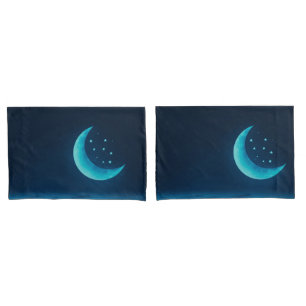 Blue Quarter Moon and Mountains   Pillowcase