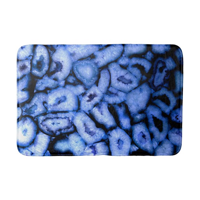 Blue Quartz Agate, blue Geodes, abstract pattern  Bath Mat (Front)