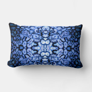 Blue Quartz Agate, blue Geodes, abstract pattern Lumbar Cushion