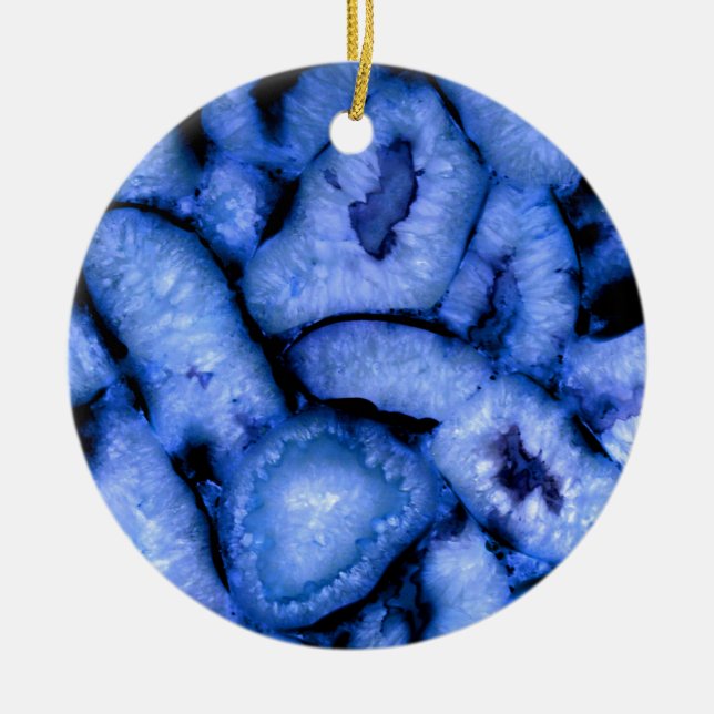 Blue Quartz Agate Geodes Ceramic Ornament (Front)