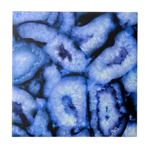 Blue Quartz Agate Geodes Ceramic Tile