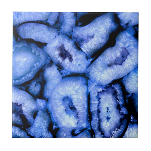 Blue Quartz Agate Geodes Ceramic Tile (Front)