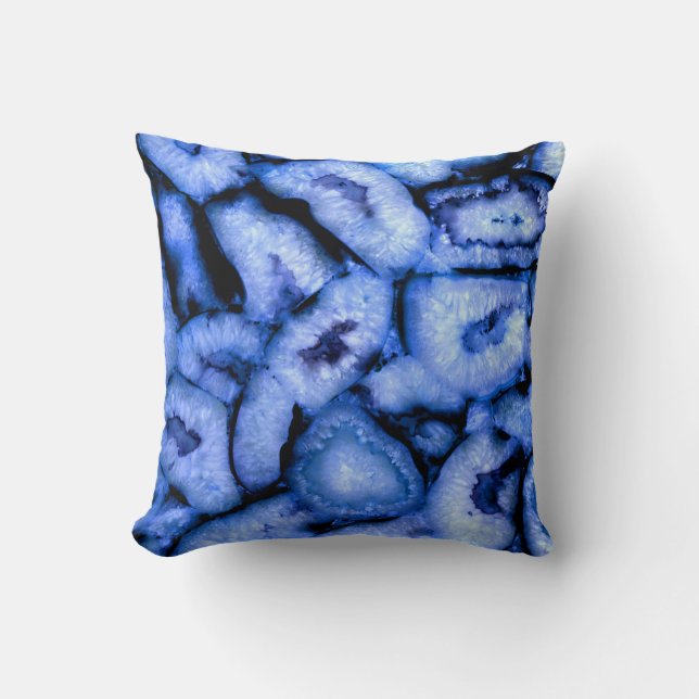 Blue Quartz Agate Geodes Cushion (Front)