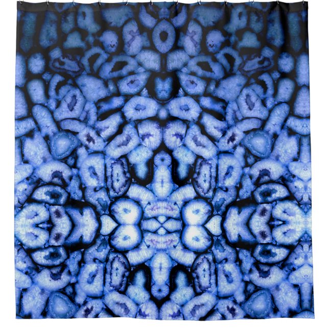 Blue Quartz Agate Geodes Shower Curtain (Front)