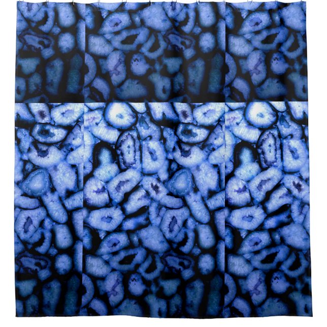 Blue Quartz Agate Geodes Shower Curtain (Front)