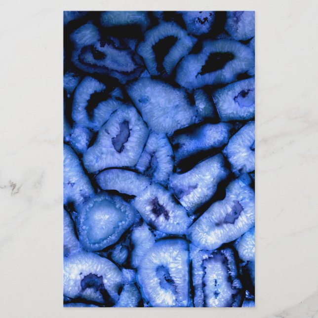 Blue Quartz Agate Geodes Stationery (Front)