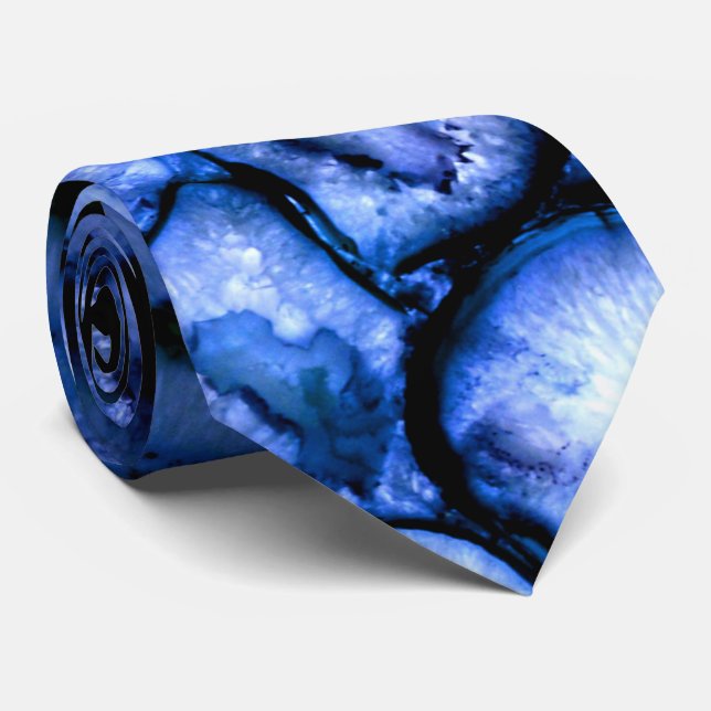 Blue Quartz Agate Geodes Tie (Rolled)