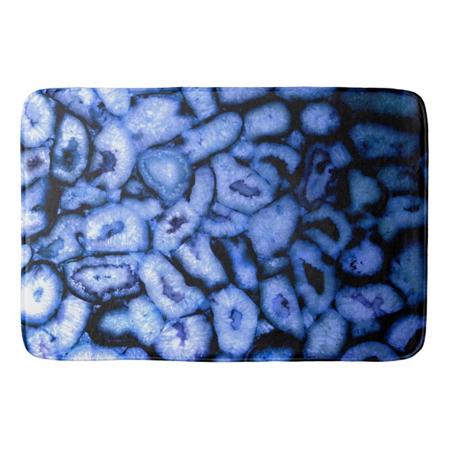 Blue Quartz, blue Agate, blue Geodes Bath Mat (Front)