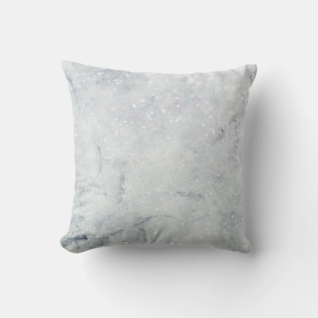Blue Quartz Grey Veins Modern Marble Gold Gemstone Cushion (Front)