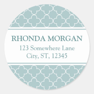 Blue Quatrefoil Address Labels