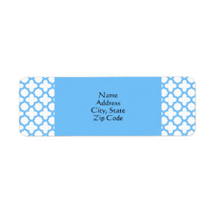 Blue Quatrefoil Pattern Return Address Label