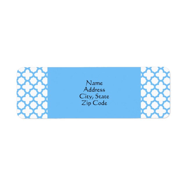 Blue Quatrefoil Pattern Return Address Label (Front)