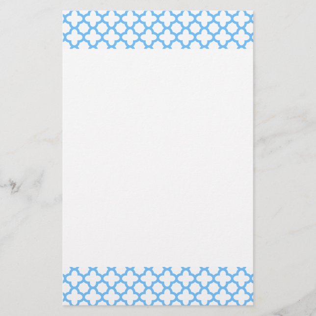 Blue Quatrefoil Pattern Stationery (Front)
