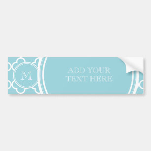 Blue Quatrefoil Pattern, Your Monogram Bumper Sticker