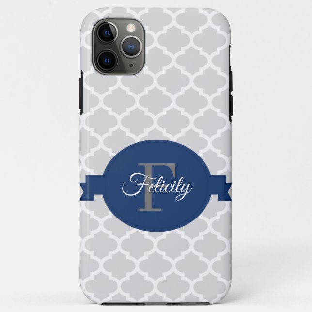 Blue Quatrefoil Personalised Case-Mate iPhone Case (Back)